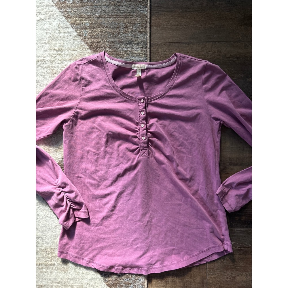 Matilda Jane Womens Orchid Purple Henley Long Sleeve Ruffle Cuff Top Size L